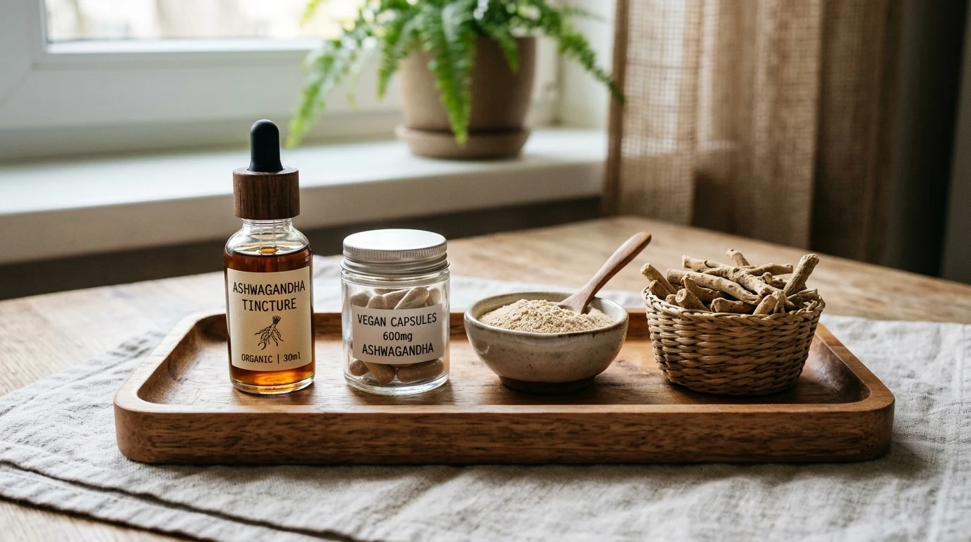Ašvanga (Ashwagandha): Formy užívání, čaj, kapky, kapsle a jak vybrat nejlepší doplněk 1 Ashwagandha formy kapsle čaj a kapky srovnání